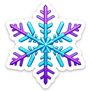 cyan and purple snowflake glitter sticker