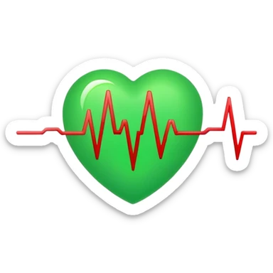 green dot with ECG heartbeat line sticker