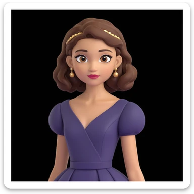 Zendaya as a 3D Disney princess, expressive and charming, large eyes, soft lighting, smooth skin, detailed hair, elegant dress, classic Disney look sticker
