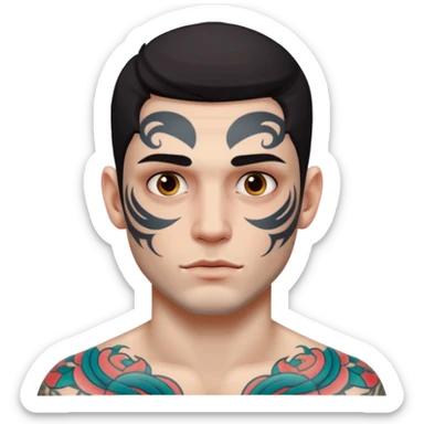 tattoo man, white skintone,tattoos on face. sticker