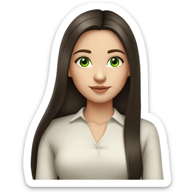 Beautiful Russian girl green eyes straight very long dark brown hair  sticker