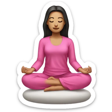 Dark hair meditation pink clothes seat sticker