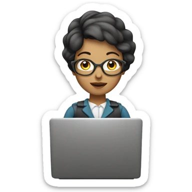 Frau arbeitet am Laptop  sticker