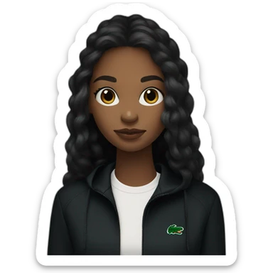 Lacoste bag Black girl with long hair with black lacoste windbreaker sticker
