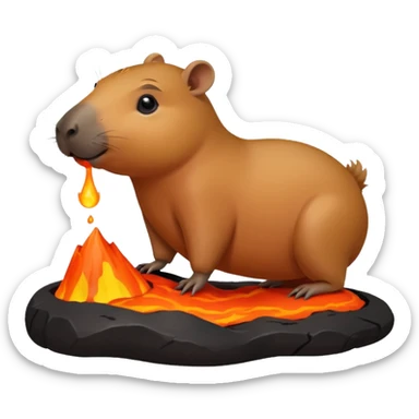 Capybara getting his head lava toy sticker