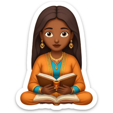 indian woman reading vedas sticker