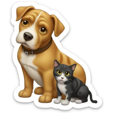 An emoji with a cat stacked on a dog stacked turtle stacked cow sticker