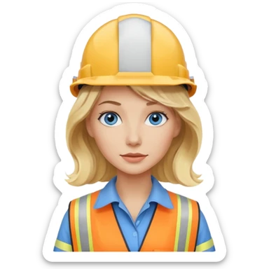 Blonde avec yeux bleus qui est architecte , cheveux ondulés  sticker