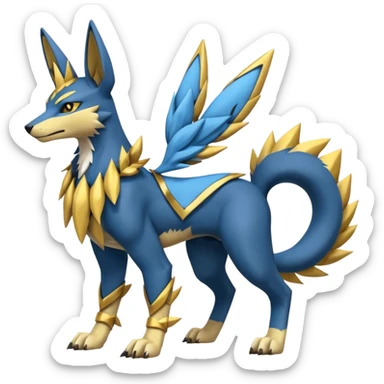 Lucario-Anubis-Zeraora-Jolteon-Fakémon-hybrid-creature (full body)  sticker