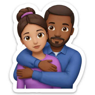 Black man with facial hair hug small pretty brunette from behind sticker