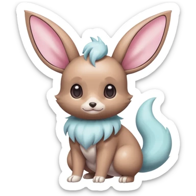 Kawaii Shiny Colorful Pastel Minccino-Cinccino-Eevee-fusion Full Body sticker