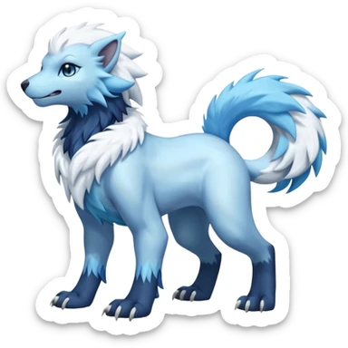 Icy scarf-covered glacial glistening glossy smooth soft flaky scaly furry hyper-realistic boreal Lunaray-Manectric-Absol-Luxray-Pyroar-Fakémon-fusion-animal-creature, full body  sticker