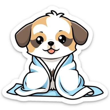Shih tzu puppy with towel sticker