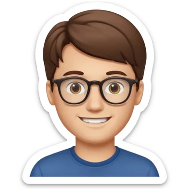 WHITE BOY, BROWN HAIR WARING GLASSES sticker