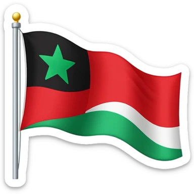 A horizontal tricolour flag of red, white, and black; charged with two green stars at the centre. sticker