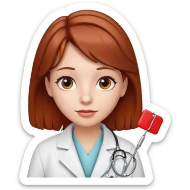 doctor with brown hair and red hairclips  sticker