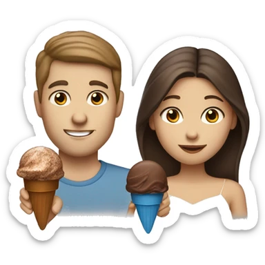 Brown hair white guy with blue eyes with Filipina girl eating chocolate covered ice cream bars sticker