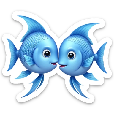 two cuty pale blue fishes kissing sticker