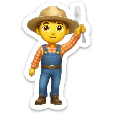 Farmer boy with fork and saluting sticker