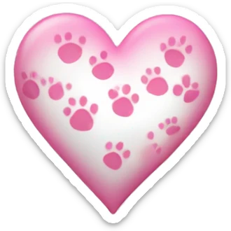 White heart with small pink paw prints on it sticker