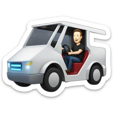 Elon musk riding in a Tesla cyber truck  sticker
