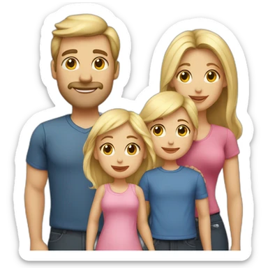 a family with 2 parents and 2 babies girls twins, the dad is blond hair and the mom dark hait sticker