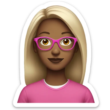 A teen girl wearing pink glasses  sticker