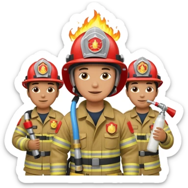 A firefighter extinguishing a party sticker