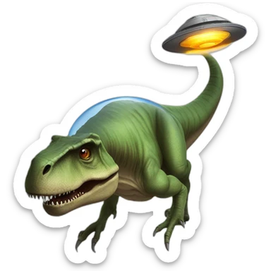 T-Rex flying a ufo sticker