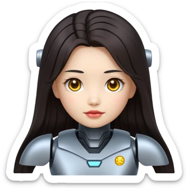 chinese babe ai robot long dark hair emoji warrior sticker
