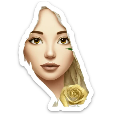  Hemp 420 lady face melting gold drizzle kintsugi palm leaves tropical made of 420 origami newspaper roses hemp leaves lantern fairy lights burning paper and hemp leaves in hair sticker