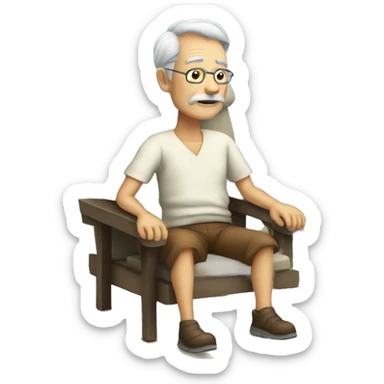 Old man sit on a transat sticker