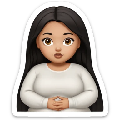 fat brown pretty bratz girl with black straight hair and white full sleeve sticker