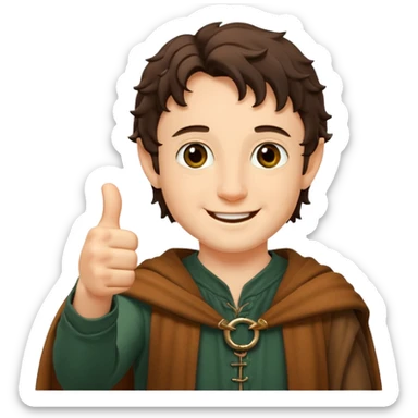 Frodo from lord of the ring doing a thumb up sticker