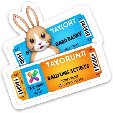 bad bunny and taylor swift concert tickers sticker