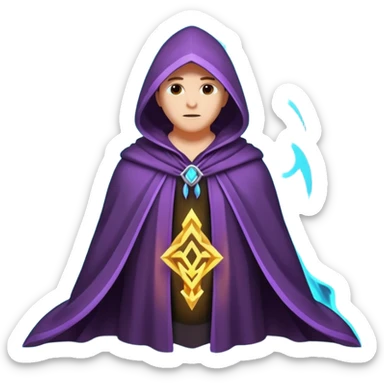 magical hooded cloak object icon, glowing runes on fabric, mystical aura, fantasy cloak, 3D cartoon, mobile game icon style, centered, clean background, no text, no watermark
 
 sticker