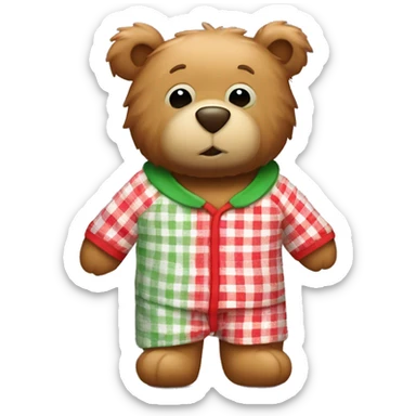Bartholomew bear jelly cat wearing red and green pyjamas  sticker