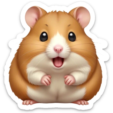 Cinematic Cute Yawning Brown Hamster Portrait Emoji, Head tilted slightly with a dramatic, wide-open yawn, showcasing a smooth, rich brown coat with tiny droopy ears, round dark eyes barely open in drowsy contentment, Simplified yet irresistibly adorable features, highly detailed, glowing with a soft, cozy glow, high shine, relaxed yet expressive, stylized with a touch of whimsy, bright and endearing, soft glowing outline, capturing the essence of a sleepy yet affectionate hamster, so drowsy it feels like it could stretch out of the screen and curl up for a nap! sticker