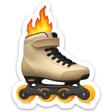 a beige color rollerblade inline skate leaving big fire traces, just the object itself sticker