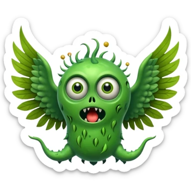 A floating monster that sings by pushing air through hollow chambers in its body like a living wind instrument. Its tone shifts as it drifts higher or lower. sticker