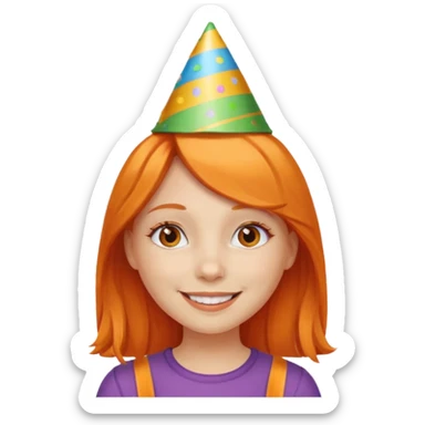 party hatted orange haired girl sticker