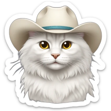 white Siberian cat with cowboy hat sticker