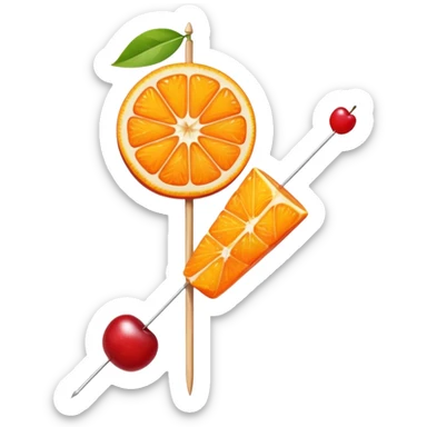 orange slice and cherry on a skewer sticker