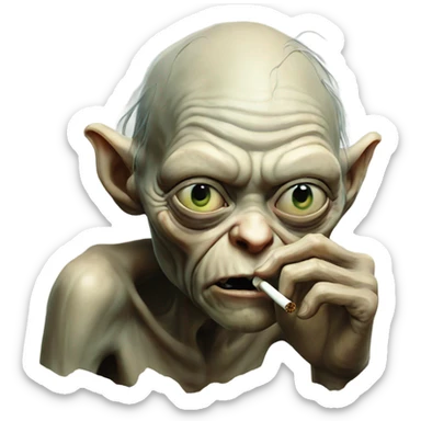 Gollum smoking  sticker