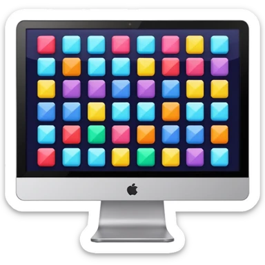 A monitor screen, showing some colorful layouts like scquares, rectangles, etc. sticker