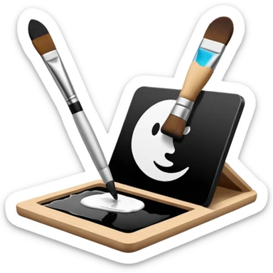 Visualize on-brand content — instantly. black white pallete preferred. brush painting on a canvas. app icon. modern, sleek, minimalistic. ai generated. sticker