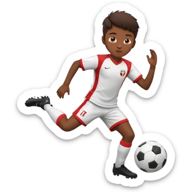 young Peruvian soccer player in action with ball sticker