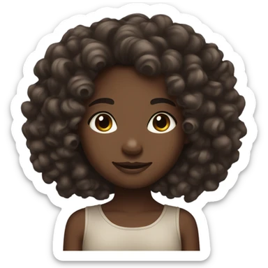 Melanin skinned girl with 3a  curly hair type sticker