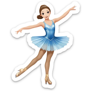 An icon featuring a graceful figure skater performing a spin on the ice. The background includes a grand ice rink palace with shining spotlights and cheering spectators in the stands. Transparent background highlights the elegance and artistry of figure skating sticker