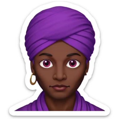 Con el planeta Saturno 🪐 (esto tiene que ser el elemento más importante) , un moro con turbante 👳🏾‍♂️ y la cara del diablo morada esta 😈  sticker